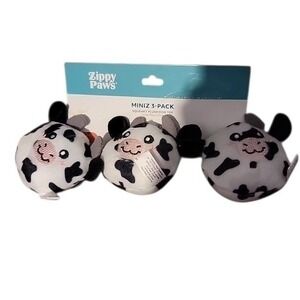 Zippy Paws Miniz 3 Pack Squeaky Plush Dog Toy Cow